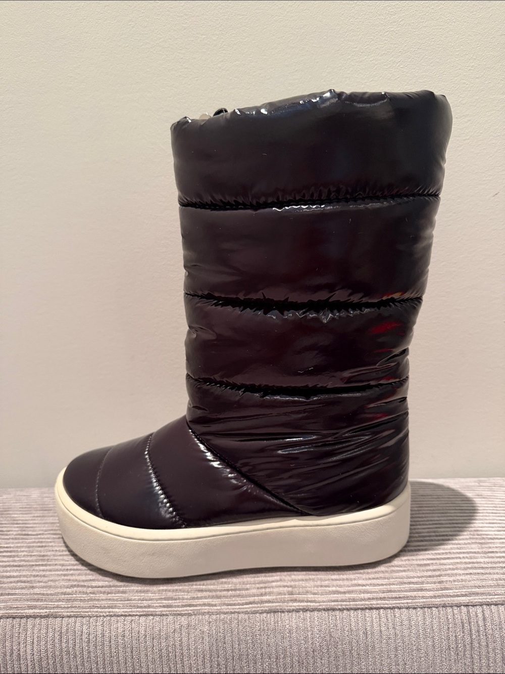 Jeffrey Campbell Women’s Black Puffer Snow Boot with White Sole